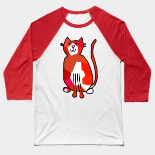 Red Crystal Cat Animals Minimal Line Drawing Baseball T-Shirt